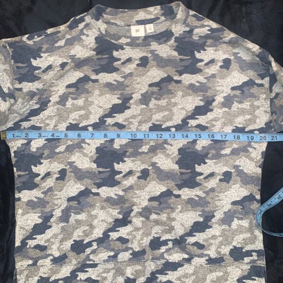NWT BLUE GRAY CAMO CAMOUFLAGE OVERSIZED SWEATSHIRT JUMPER HI LOW YOGA xs - Picture 5 of 7